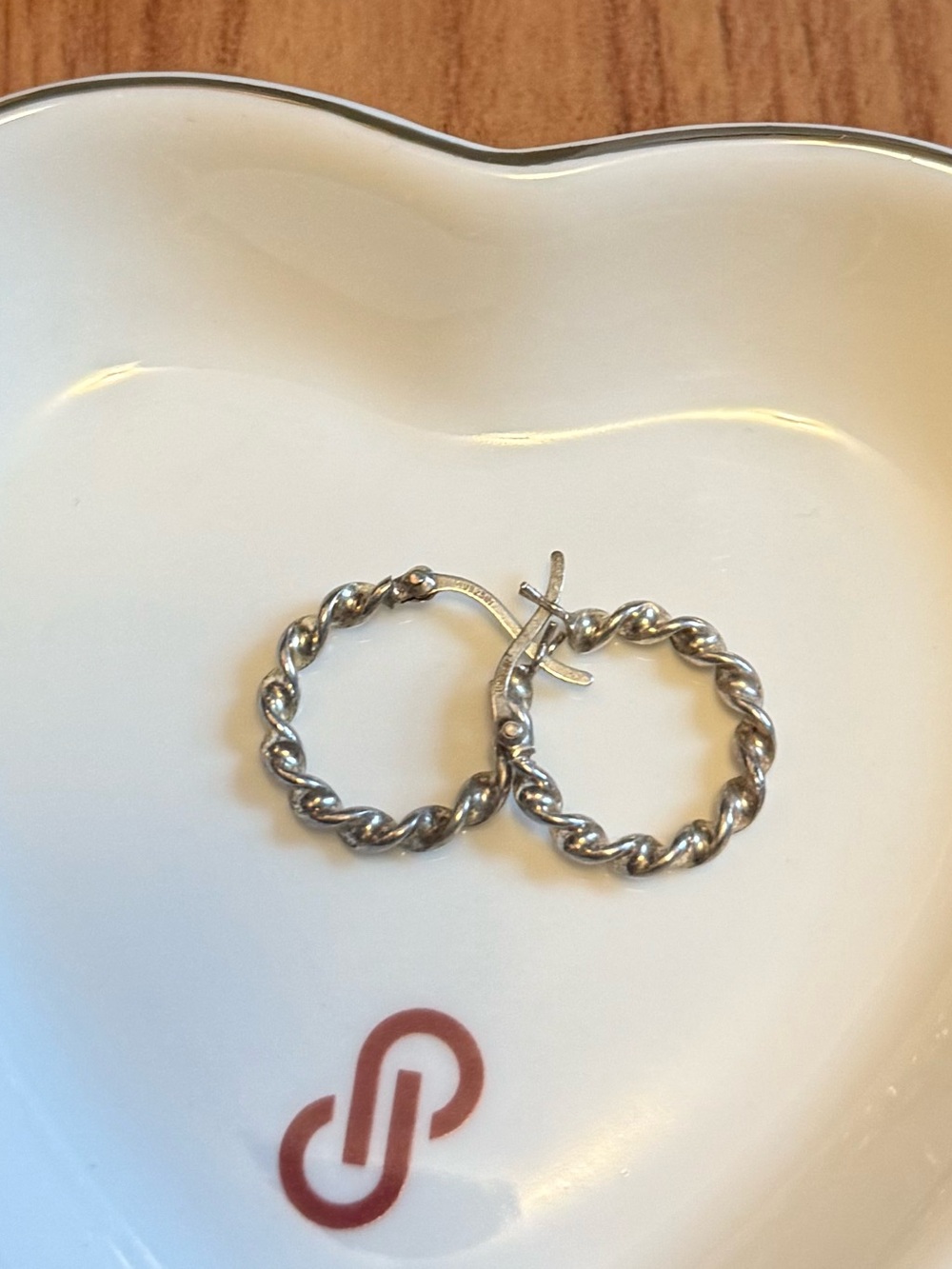 Vintage Sterling Silver Rope Hoop Earrings